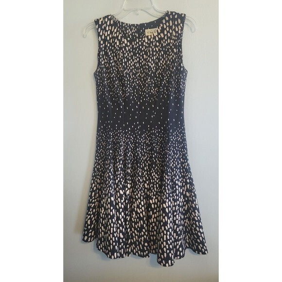 Eliza J. Black and White Sleeveless Polka Dot Swing Dress Size 4 Dancing Party - Picture 4 of 11
